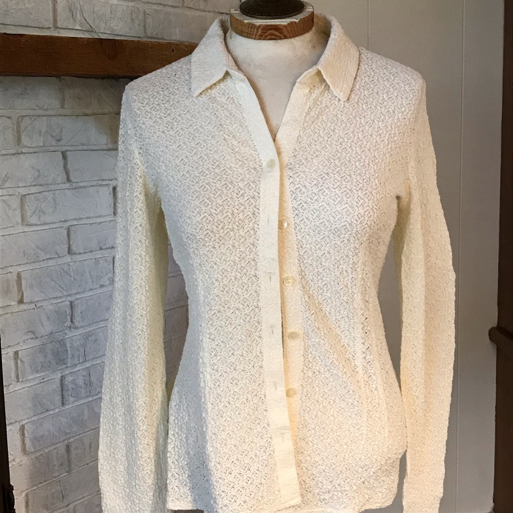 J. Jill Ivory M stretch button-down shirt blouse